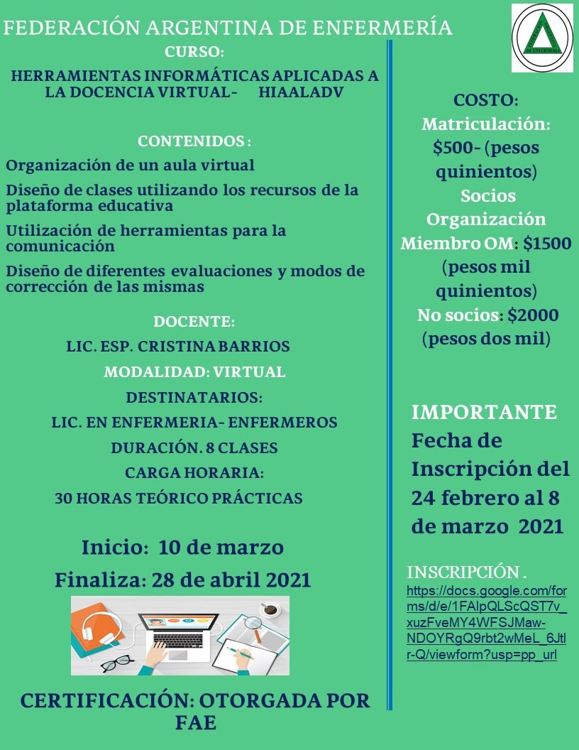 FEDERACION ARGENTINA DE ENFERMERIA - CURSO FEDERACION ARGENTINA DE ENFERMERIA - CURSO