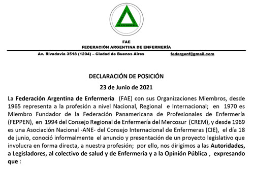 Declaración posición FAE Declaración posición FAE