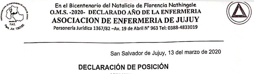 JUJUY - DECLARACION DE POSICION JUJUY - DECLARACION DE POSICION